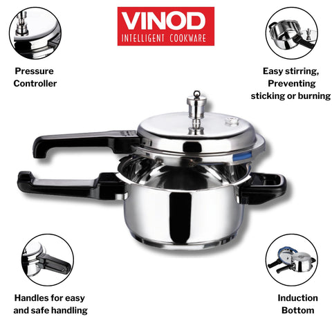 Vinod 5L Stainless Steel Cooker | Sandwich Bottom, Induction