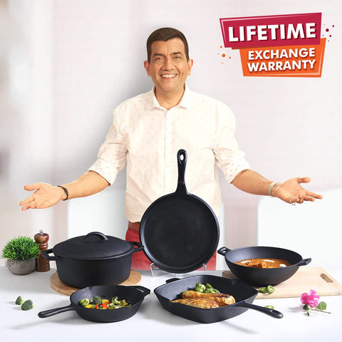 Wonderchef Forza 30cm Cast-Iron Kadhai Lid | Pre-Seasoned & Healthy