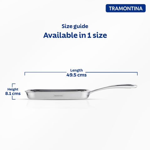 Tramontina FUSAO EX+ 26cm Triply Stainless Steel Ceramic Coated Grill Pan | Pan for Grilling, Searing, Barbeque | Tandoori Pan/Grill | Gas/Induction Cookware | Stay Cool Handle | 10 Year Warranty*