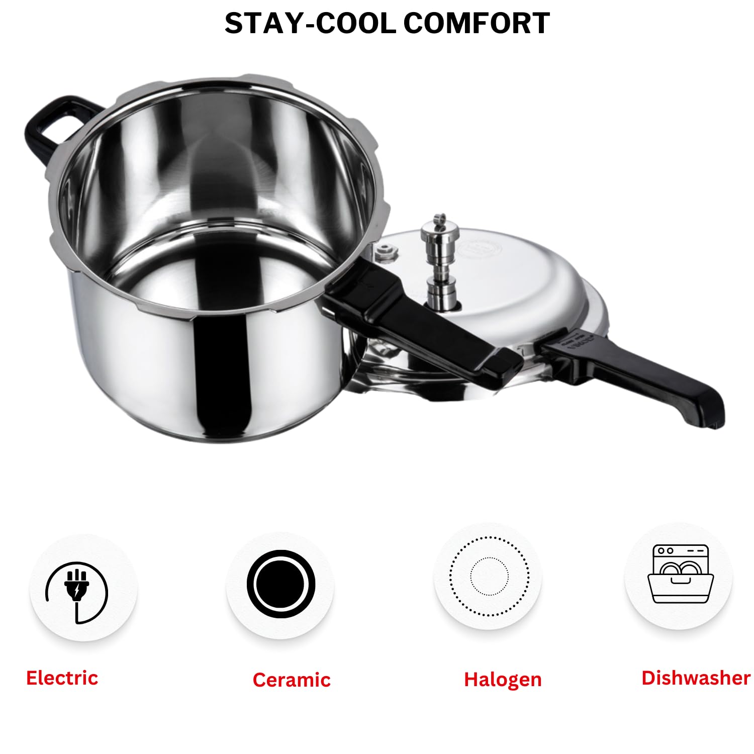 Vinod 8L Stainless Steel Cooker | Sandwich Bottom, Induction