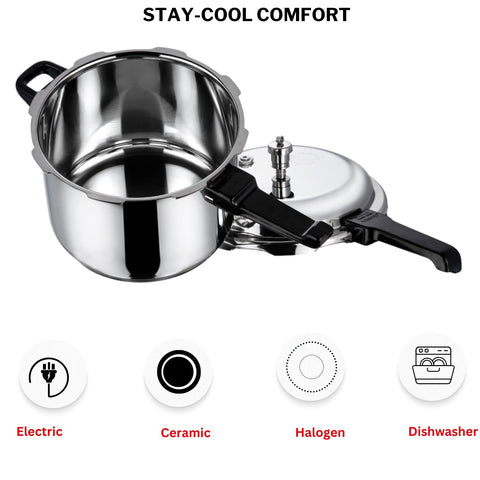 Vinod 8L Stainless Steel Cooker | Sandwich Bottom, Induction