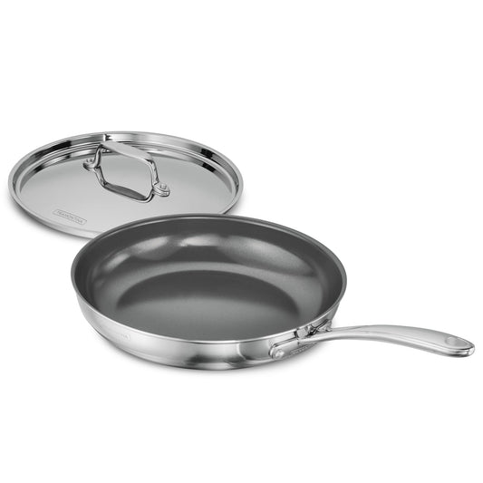 TRAMONTINA Fusao Healthy Triply Ceramic 26Cm Frypan EX+ With Ss 304 Lid | Non Toxic (PFAS/PTFE/PFOA Free) | Omlete Pan | Saute | Induction Friendly | Stay Cool Handle I 10 Year Warranty*, Silver