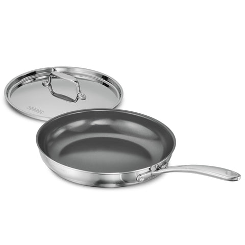TRAMONTINA Fusao Healthy Triply Ceramic 26Cm Frypan EX+ With Ss 304 Lid | Non Toxic (PFAS/PTFE/PFOA Free) | Omlete Pan | Saute | Induction Friendly | Stay Cool Handle I 10 Year Warranty*, Silver