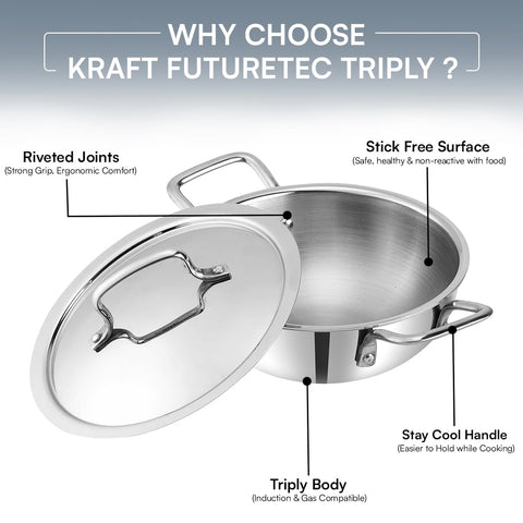 Kraft Futuretec Triply Stainless Steel 3 Pcs Cookware Set | 22cm