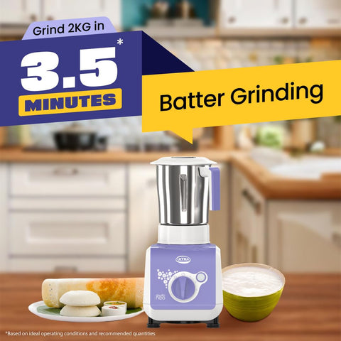 ULTRA Stealth neo MixerGrinder,750W,AISI304 Food Grade SS Jars &Blades,Serrated Stainless Steel Blades,Lesser noise,ABS Body,3Jars Small (0.5L),Medium (0.8L), Large(1.5L), 5Year Motor Warranty