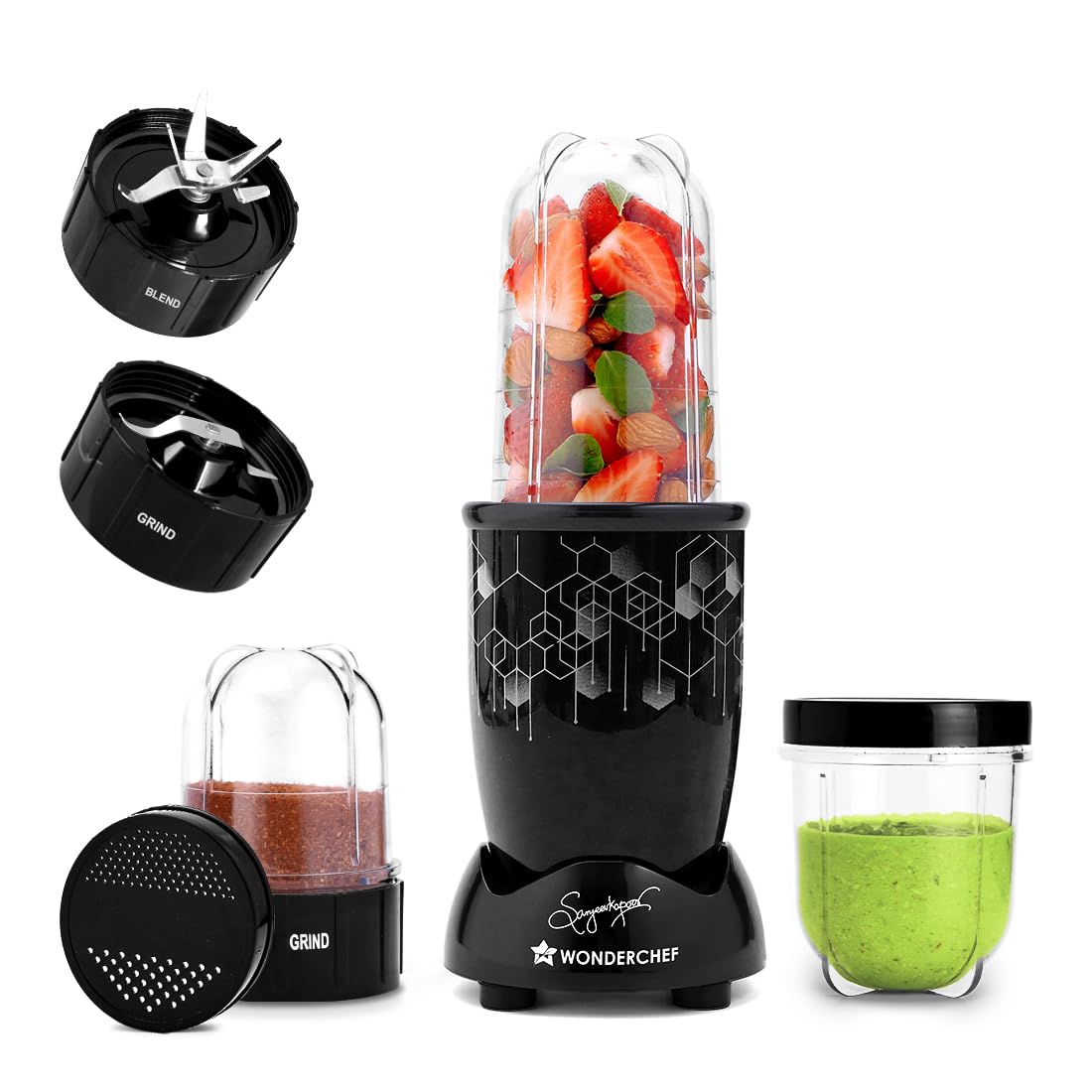 Wonderchef Nutri-blend 400W Mixer Grinder | 3 Jars, 22,000 RPM, Black