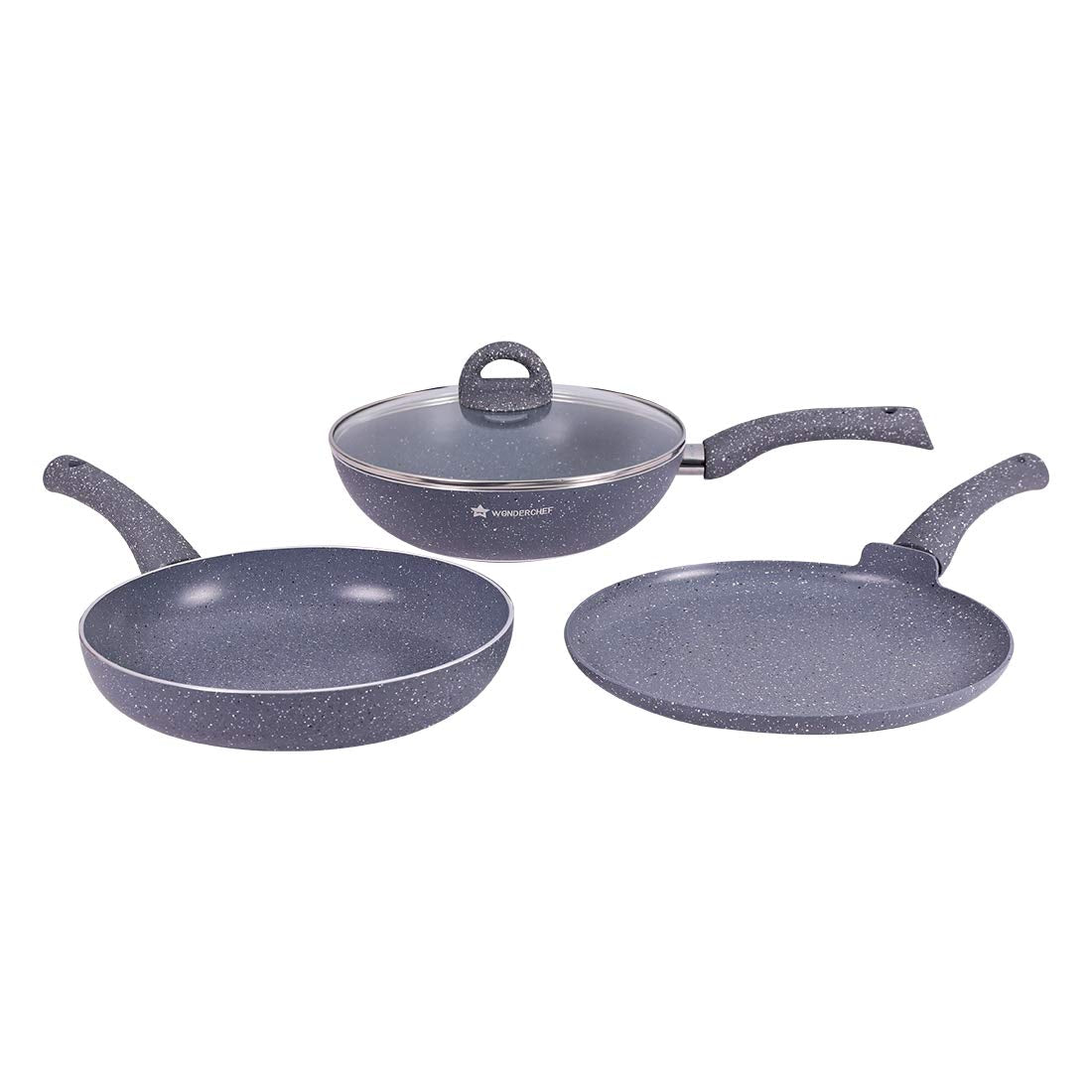 Wonderchef Granite 4-Piece Nonstick Cookware Set | Induction-Friendly