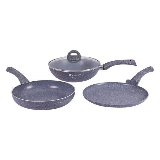 Wonderchef Granite 4-Piece Nonstick Cookware Set | Induction-Friendly