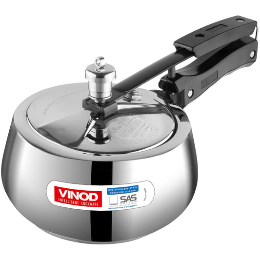 Vinod Europa Stainless Steel Inner Lid Pressure Cooker – 3 Litre | Handi Shape Design | Durable Sandwich Bottom | Induction & Gas Stove Friendly | ISI & CE Certified | 2 Year Warranty | Steel