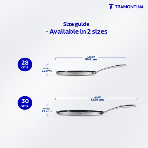 TRAMONTINA Fusao Triply Ceramic-Reinforced Dosa Tawa 30cm | 4mm Thickness Heavy-Gauge Build | Long-Lasting Performance | Perfect for Dosa, Uttapam, Roti & Paratha | All Cooktop Compatible.
