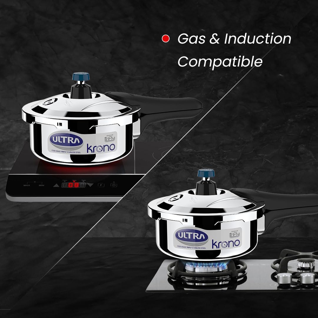 Ultra Triply Krono 2 Litre SS Pressure Cooker | 5 Yr Warranty