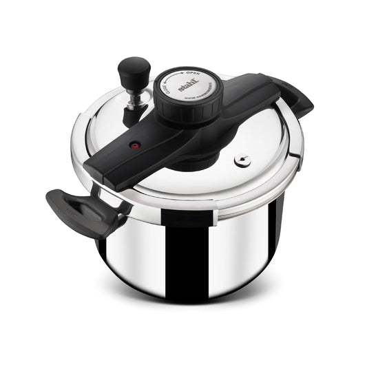Stahl Versatil Triply Pressure Cooker, 5 L, Induction Cooker, Outer Lid Pressure Cooker, Induction & Gas Stove Compatible, 5 Years Warranty, Stainless steel, Silver