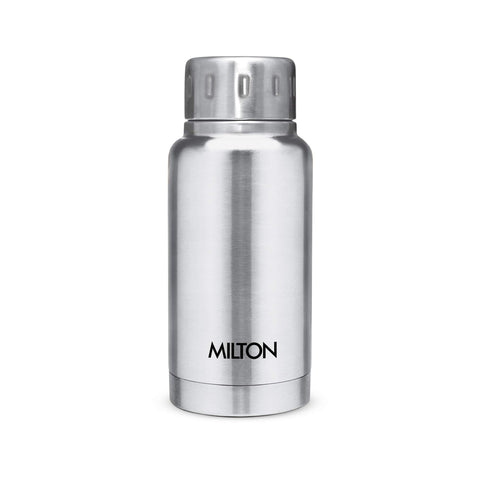 Milton Elfin 160 Thermosteel Bottle, 160 ml Water Bottles, 24 Hours Hot and Cold, Easy to Carry, Easy Grip, Rust Proof, Tea, Coffee, Office, Travel Bottle, Silver