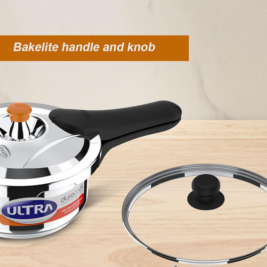 Ultra Duracook Junior Celebrations pack of 3.5L & 5.5L Pressurecooker,Gifting,SS304 FoodGrade,Interchangeable Lids,Frothcollector,Induction,3LayerCompositeBase,solid Bakelite handles,ISI,10Y Warranty