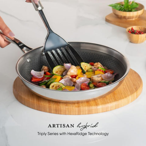 Stahl Artisan Hybrid Triply Frying Pan with Lid 1.5 L, 22 cm, Induction Base Non Stick Fry Pan, Stainless Steel Frying Pan