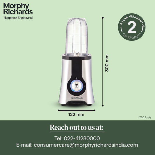 Morphy Richards 2-in-1 BlendMaster Table Blender 400W | Multifunctional: Blend & Grind | SS Blades | 2 Jars | 24,000 RPM High-Speed | 2-Speed + Pulse Mode | 2-Yr Warranty【Silver & Black】