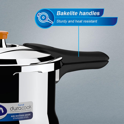 ULTRA Duracook Handi 8 Litre Stainless Steel Pressure Cooker,AISI 304 Food Grade SS, Froth Collector-Spillage Control,Induction Compatible,Imp Bonded Composite Base,ISI,10Y Warranty