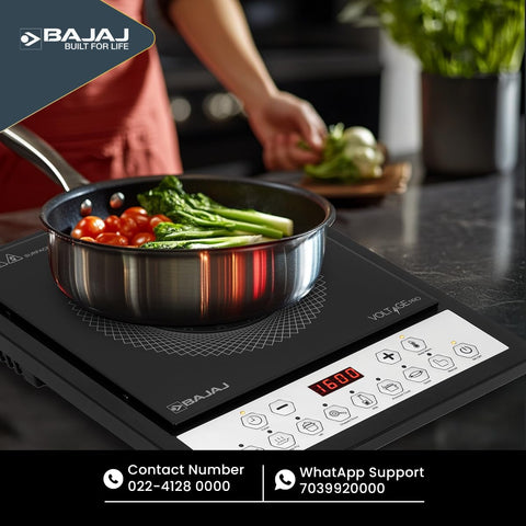 Bajaj ICX 160TS Neo Induction Stove | 1600 Watts | 9 Pre-Set Menus | Digital Display | Keep Warm Function | Variable Time, Power & Temperature Selection | 1 Yr Warranty 【Black】