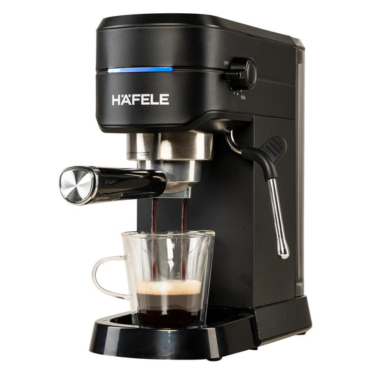 Hafele U-Kaffee Espresso Coffee Machine, 15-Bar Pressure, Removable Water Tank (1L), Single/Double Espresso, Cappuccino & Latte, Thermoblock Technology, 1450 W