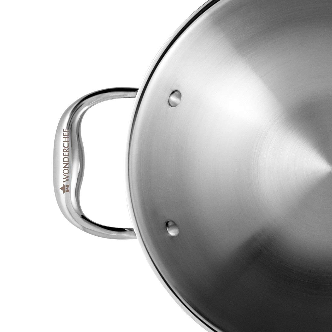 Wonderchef Nigella 20 cm Tri-ply Stainless Steel Kadhai with Lid 1.5 L