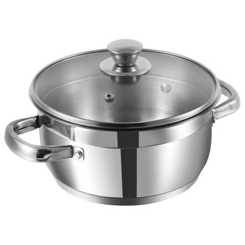 Vinod Two Tone Stainless Steel Sauce Pot/Saucepan with Glass Lid | Steam Vent, Sturdy Handle | 2 Year Warranty | Induction Bottom