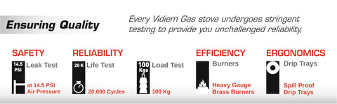 Vidiem Victor Stainless Steel Gas Stove 3 Burner| Brass Burners | Mirror Finish | Large Cooking Space | Anti-Rust | High Efficiency | ISI Certified | 5 Year Warranty