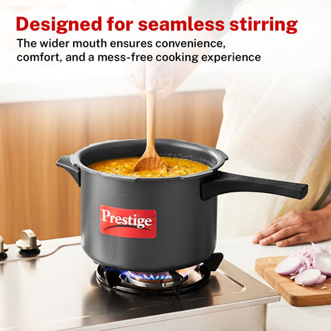 Prestige 5 Litre Hard Anodised Popular Svachh Outerlid Pressure Cooker|Deep Lid for spillage Control|Gas compatible|Gasket Release System|Metallic Safety Plug|5 years warranty|ISI Certified