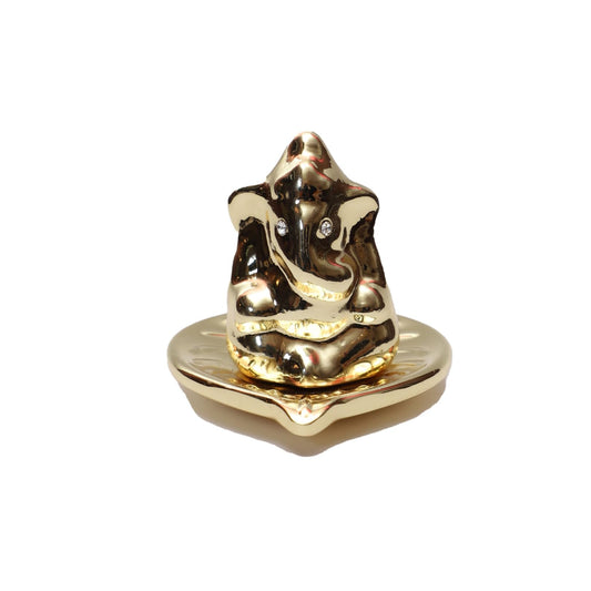 Agromech Premium Metallic Lord Ganesha Statue for Car Dashboard and Home Decor, 2.5x2.5x2.5in - Perfect Ganpati Idol for Prosperity and Positive Energy, Ideal for Car Dashboard, Home Decoration
