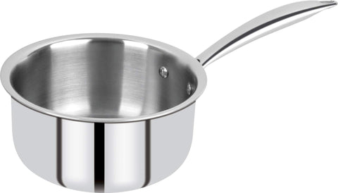 CDM SOLITAIRE Triply Stainless Steel Saucepan/Milk Pot with Lid, 1-Piece, Silver (14cm (1.0 LTR Approx))