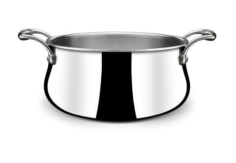 Stahl Artisan Triply Stainless Steel Belly Saucepot with Lid,Induction Base Casserole, Briyani Pot/Handi,Stew Pot, 2.4 L, 18cm