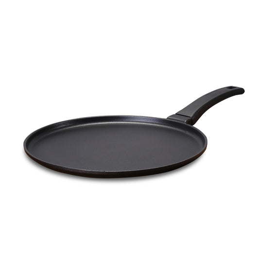 Wonderchef Inducta Die-Cast Aluminium Non-Stick Dosa Tawa | 3.8 mm Extra Thick Base | 28cm Non Stick Tawa | Induction Friendly | Soft Touch Bakelite Handle | 2 Year Warranty | Black