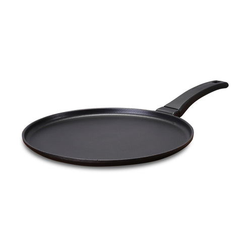 Wonderchef Inducta Die-Cast Aluminium Non-Stick Dosa Tawa | 3.8 mm Extra Thick Base | 28cm Non Stick Tawa | Induction Friendly | Soft Touch Bakelite Handle | 2 Year Warranty | Black