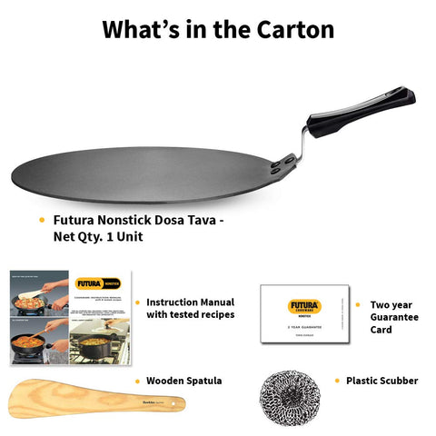 Hawkins Futura 30 cm Dosa Tava, Non Stick Dosa Tawa, Flat Dosa Tawa, Black (NDT30)