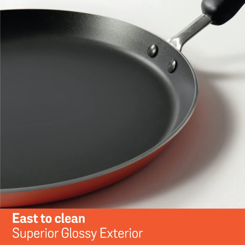 Meyer Flat Tawa Induction, 28cm/3mm Thick, Orange