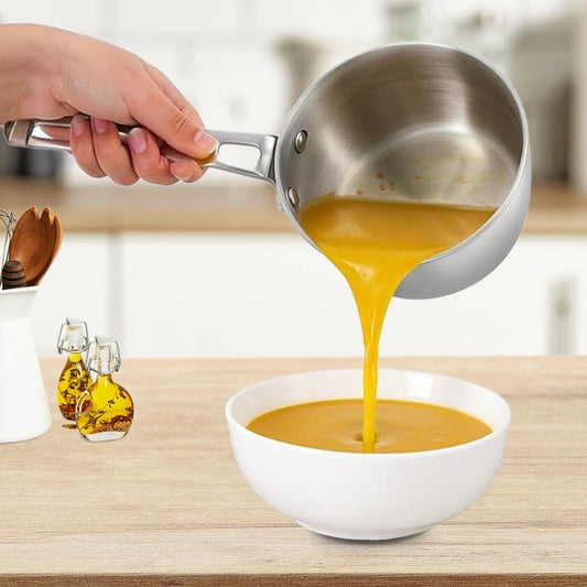 Vinod Platinum Triply Stainless Steel Mini Saucepan - 12cm (600ml), Compact Design, Healthy Cooking, Sturdy and Durable, Ideal for Boiling Milk, Tea, Melting Butter, and Baby Food - 5 Years Warranty