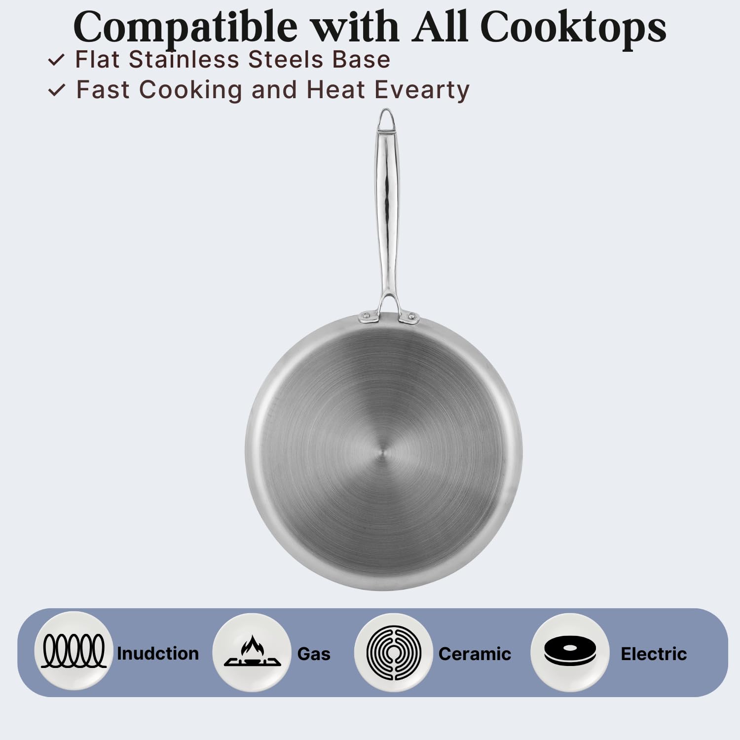 Vinod Ceramic Platinum Triply SS Dosa Tawa - 28cm | 4mm Thick