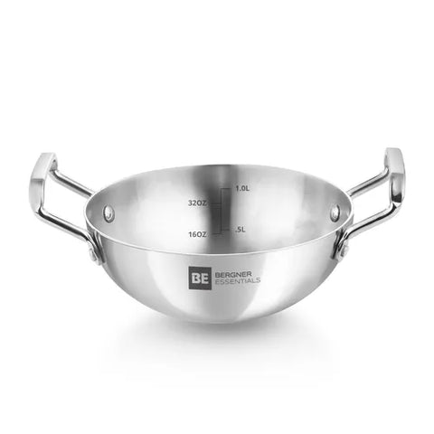 Bergner Kadhai Stainless Steel Triply 20 cm Extra Deep Essential Akshesh BGIN-6269