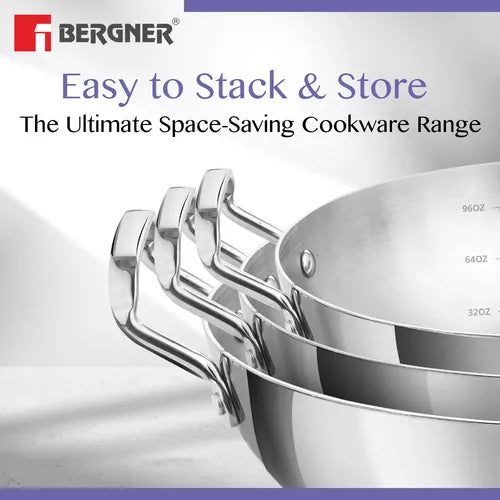 Bergner Kadhai Stainless Steel Triply 24 cm Extra Deep Essential Akshesh BGIN-6271