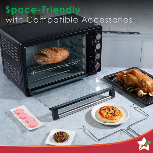 Oven Toaster Griller (OTG) - 60 Litres, Stainless Steel – with Rotisserie, Auto-shut off, heat-resistant tempered glass, 6-stage heat selection