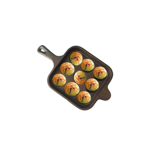 Cast Iron 9 Cavity Paniyaram/Paddu/Ponganalu Pan/Kallu with Handle Appam Maker