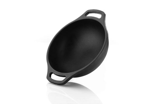 Cast Iron Pre- Seasoned Kadai (20cm) Black Export Quality Food Grade Kitchen
