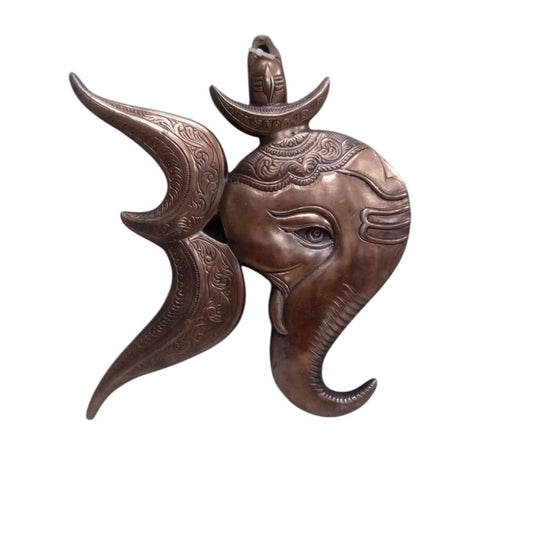 Om Ganesh Face Plate Wall Hanging Decorative Showpiece - 32 cm