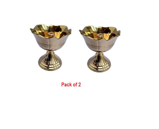 Brass Kamal Kali Akhand Jyot Diya No.4 (Pack of 2)