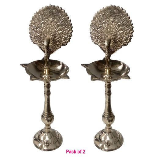 Brass Asha More Long Stand Deep| Diya Brass (Pack of 2) Table Diya