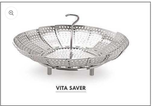 Mazda Vita Saver Stainless Steel Steamer Basket | Expandable Steamer for Cooking Vegetables, Momos, and More | Fits Various Pot Sizes | Rustproof and Durable | Dishwasher Safe(Silver)