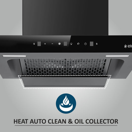 Elica 60cm 1500 m3/hr BLDC Filterless Autoclean Kitchen Chimney T-Shape | 15 Years Motor & 5 Years Comprehensive Warranty | SPT FL 600 BLDC HAC LTW MS NERO | Black | Touch + Motion Sensor Control