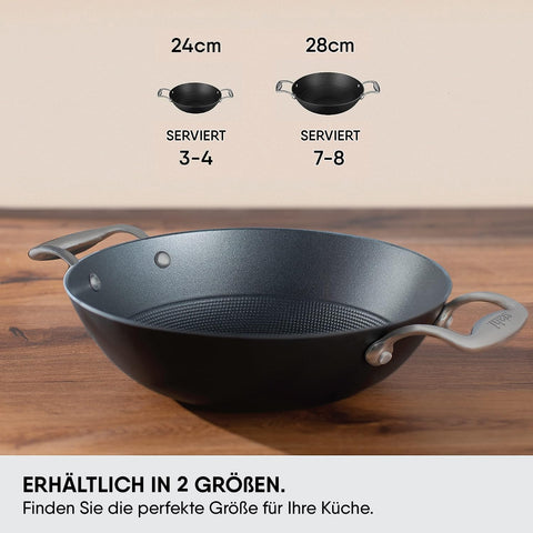 Stahl Blacksmith Hybrid Enamelled Cast Iron Kadhai, Rust Proof Kadai for Cooking, Light Weight Cast Iron, Induction & Gas Stove Compatible, 3 L, 28 cm