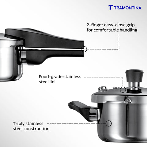Tramontina Aero Arc 1.5L Tri-Ply Stainless Steel Pressure Cooker