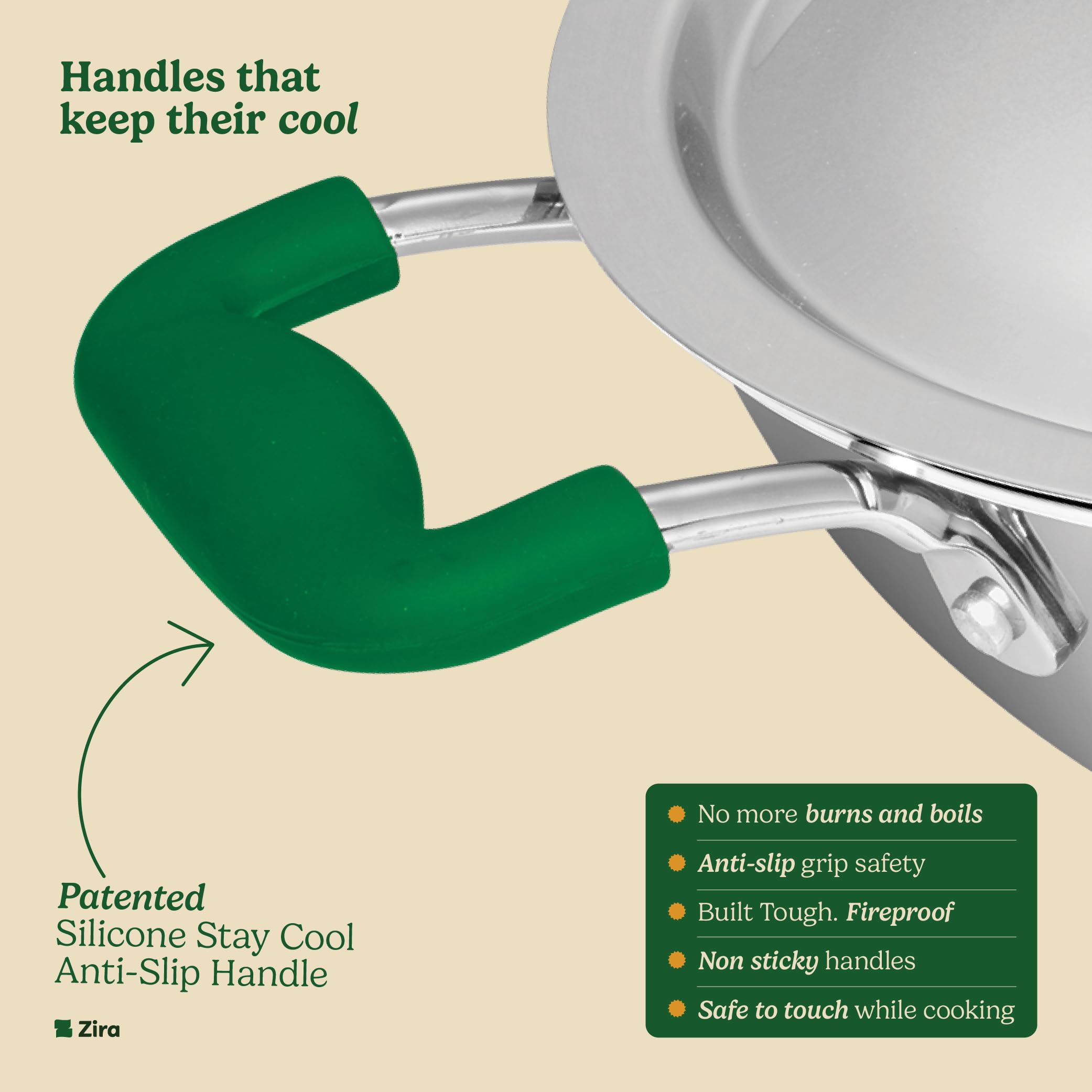 Zira 20 cm Triply Stainless Steel Saucepan with Lid 2.95L Milk-Tea Pan