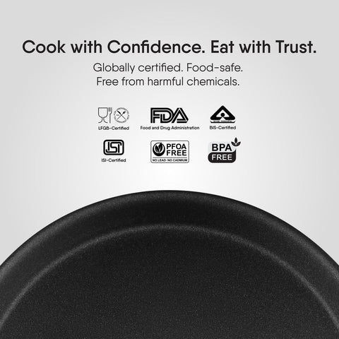 Stahl Artisan Schild | 28 cm Dosa Tawa Triply Stainless Steel + PEEK-Reinforced Non-Stick Dosa Tawa | Induction & Gas Compatible | Manufacturer Warranty